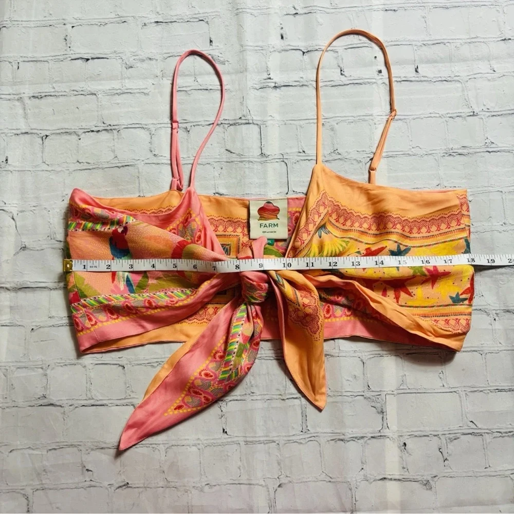 FARM RIO Mixed Scarves Crop Top Bandeau Style Vacation Resort wear Size XL - Picture 10 of 11